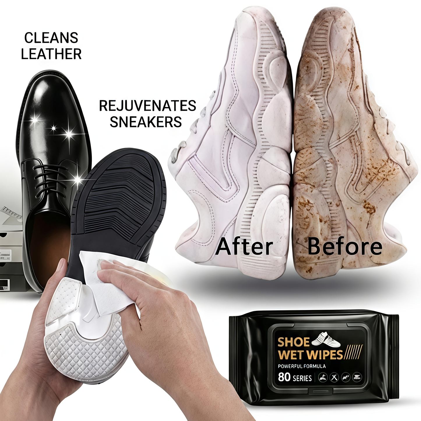 Shoe Cleaning Wipes (80 Pack) – Instant Shoe Cleaner